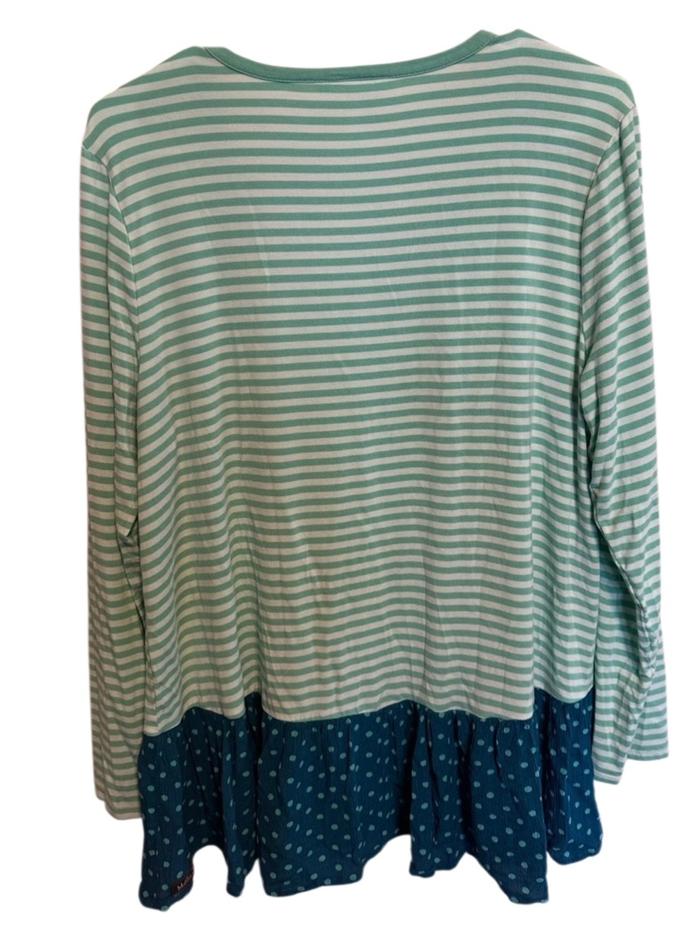 Matilda Jane Talk Tomorrow Large Mint Stripe Teal Polka Dot Ruffle Hem Tunic Top - Picture 4 of 9